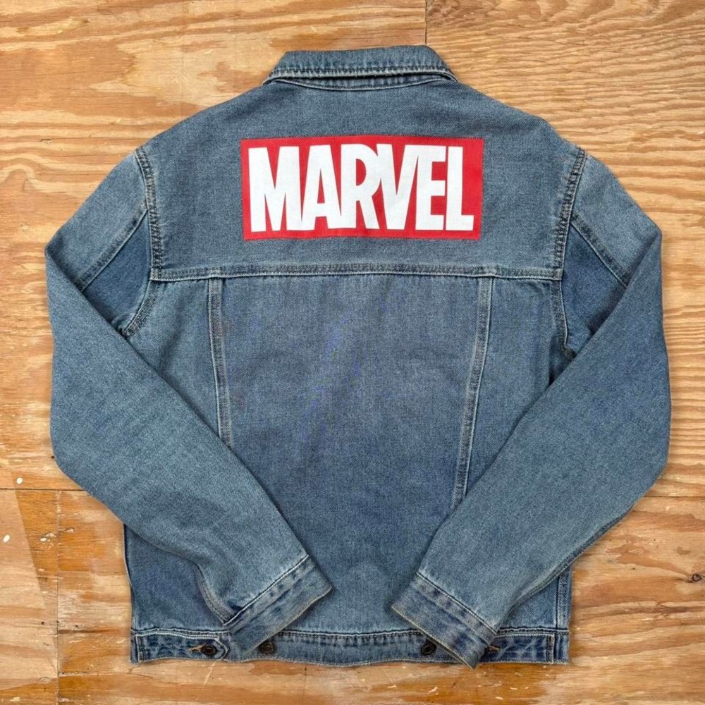 faded boxy marvel denim jacket